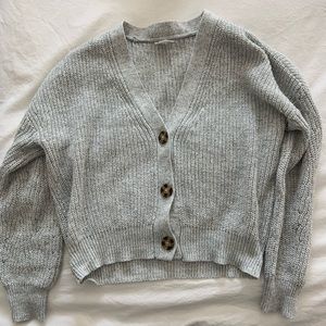 grey cardigan